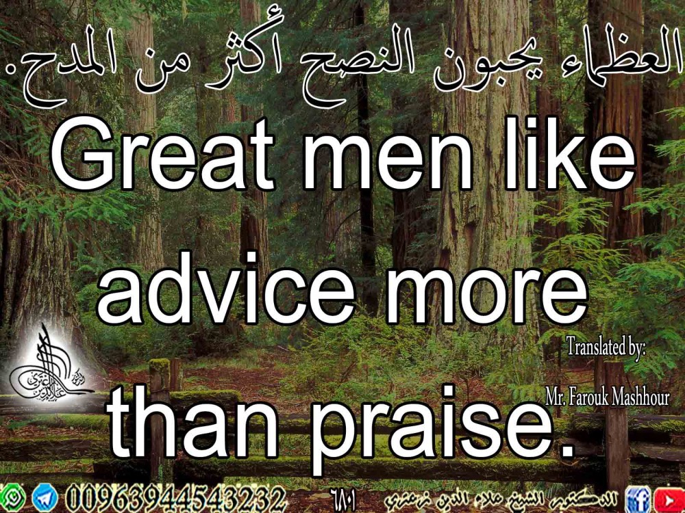 Great men like advice more than praise.